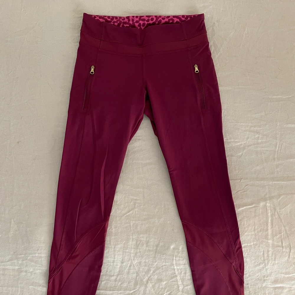 Lululemon Running Leggings, Pink/Burgundy, Size 6